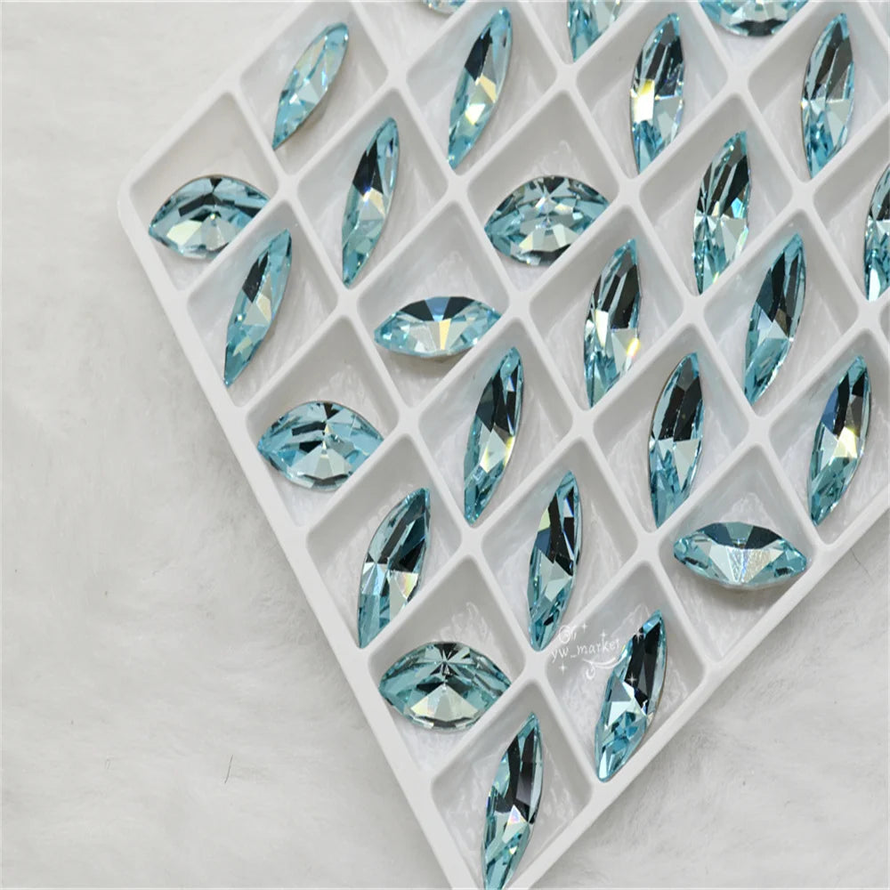k9 LT aquamarine rhinestones and decorations crystals beads for drag jewels making dress clothing crafts teardrop Pointback