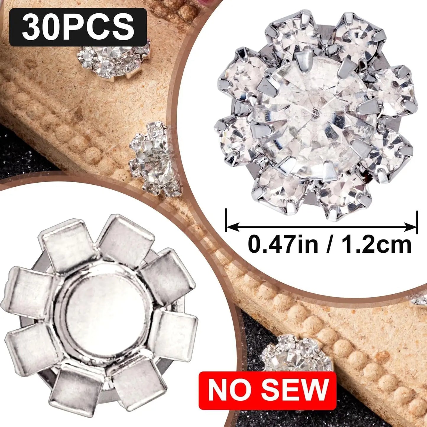 12mm 30pcs round snow glue on Glass Rhinestone Claw Crystal Buckle Diy Wedding Decoration Accessories