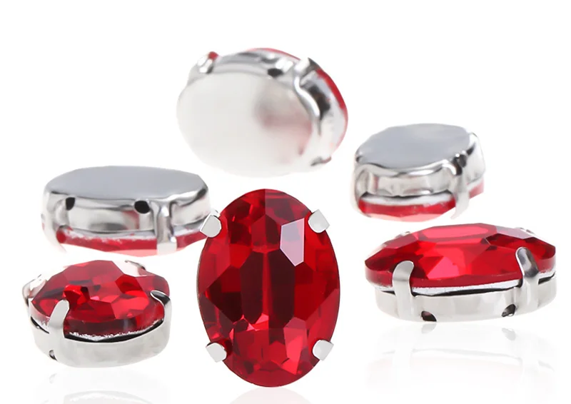oval shape Beads with claw Fancy Stones sew on Rhinestone For Clothes Shoes bags clothing DIY