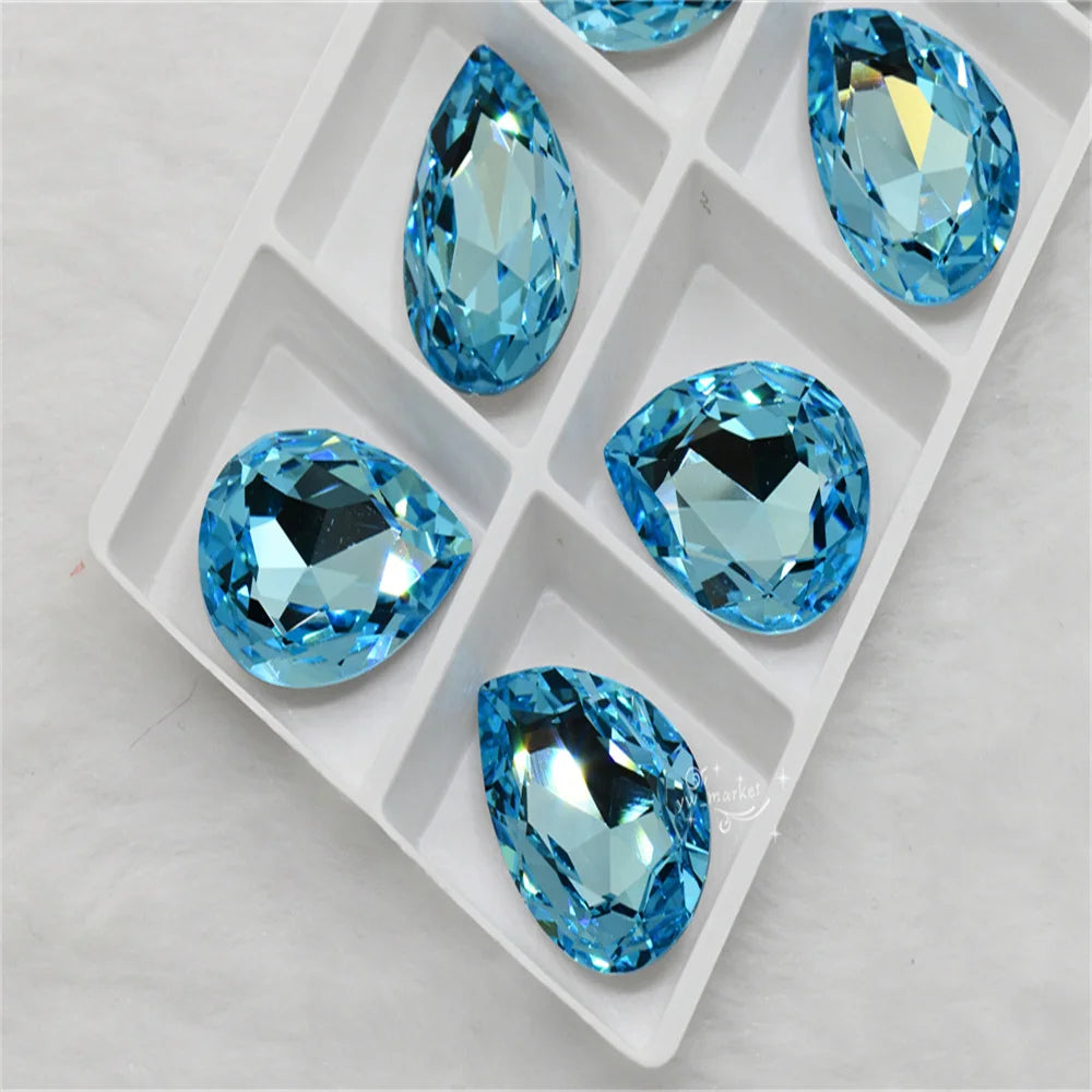 k9 LT aquamarine rhinestones and decorations crystals beads for drag jewels making dress clothing crafts teardrop Pointback