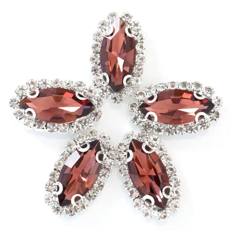 Navette rhinestones with claw silver base clothes sew on DIY jewelry clothes dress Accessories