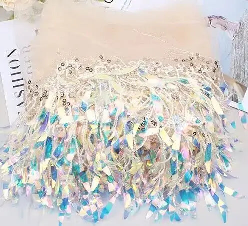10 yards 15cm sequins Tassel Fringe Bulk wholesale Mesh Sequins Tassels Fringe Stage Perform Dress Lace Trim Wedding Clothes Cu