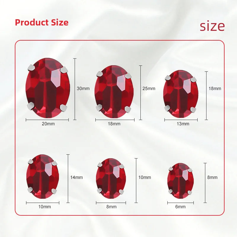oval shape Beads with claw Fancy Stones sew on Rhinestone For Clothes Shoes bags clothing DIY