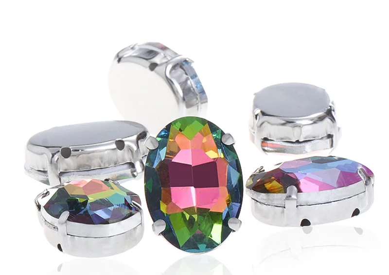 oval shape Beads with claw Fancy Stones sew on Rhinestone For Clothes Shoes bags clothing DIY