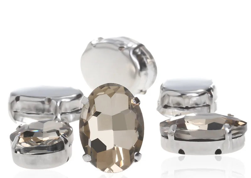 oval shape Beads with claw Fancy Stones sew on Rhinestone For Clothes Shoes bags clothing DIY