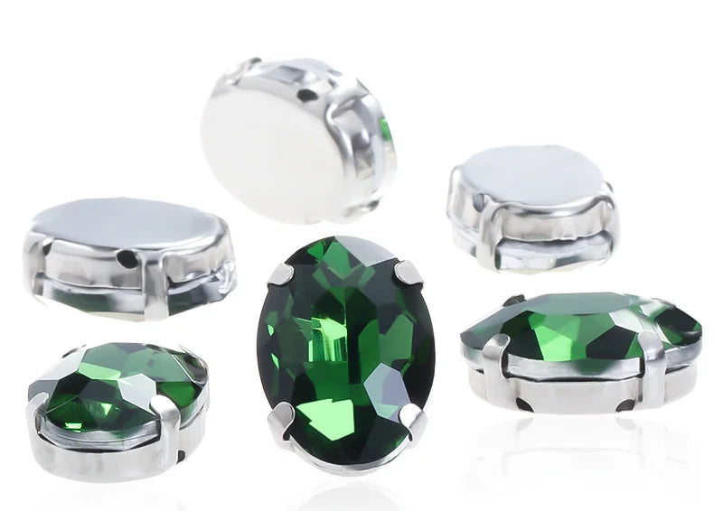 oval shape Beads with claw Fancy Stones sew on Rhinestone For Clothes Shoes bags clothing DIY