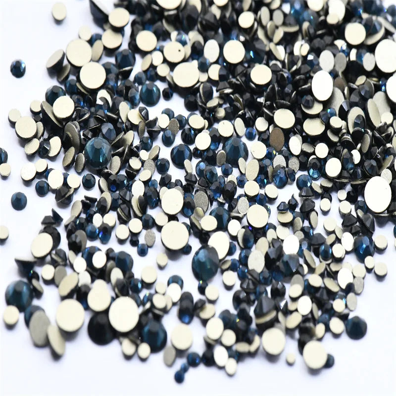 Non Hotfix ss4-ss20 gold FlatBack Rhinestones Nail Art Decorations Glitter Gems Multicolored glue on