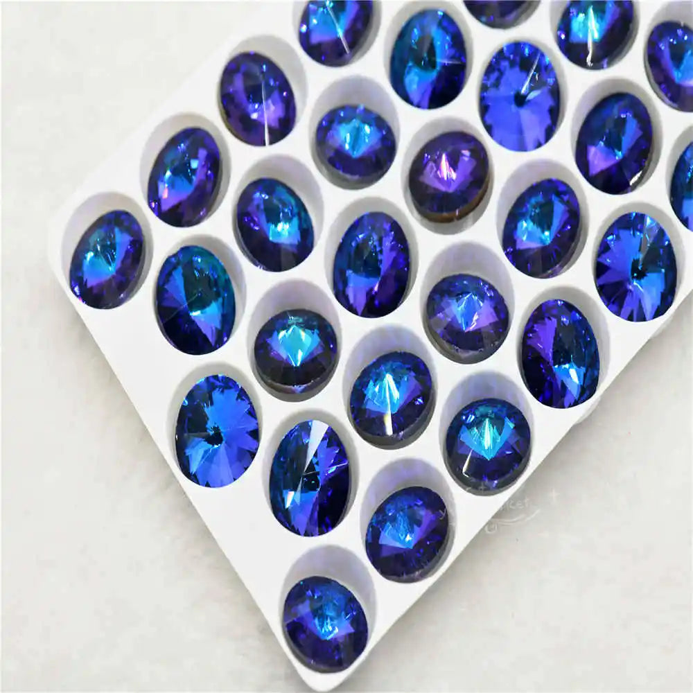 Rivoli Ab Glass Crystal Rhinestones For Needlework Pointback Stones Dress Decoration Jewelry Making 8mm 10mm 12mm 14mm 18mm