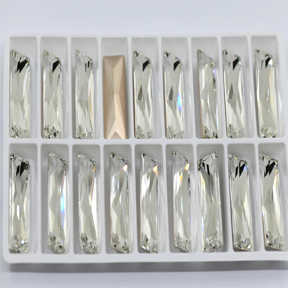 18pcs K9 Rectangle 10x30mm Jewelry Accessories Pointback Glass crystal Stones Jewelry making