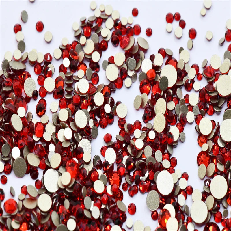 Non Hotfix ss4-ss20 gold FlatBack Rhinestones Nail Art Decorations Glitter Gems Multicolored glue on