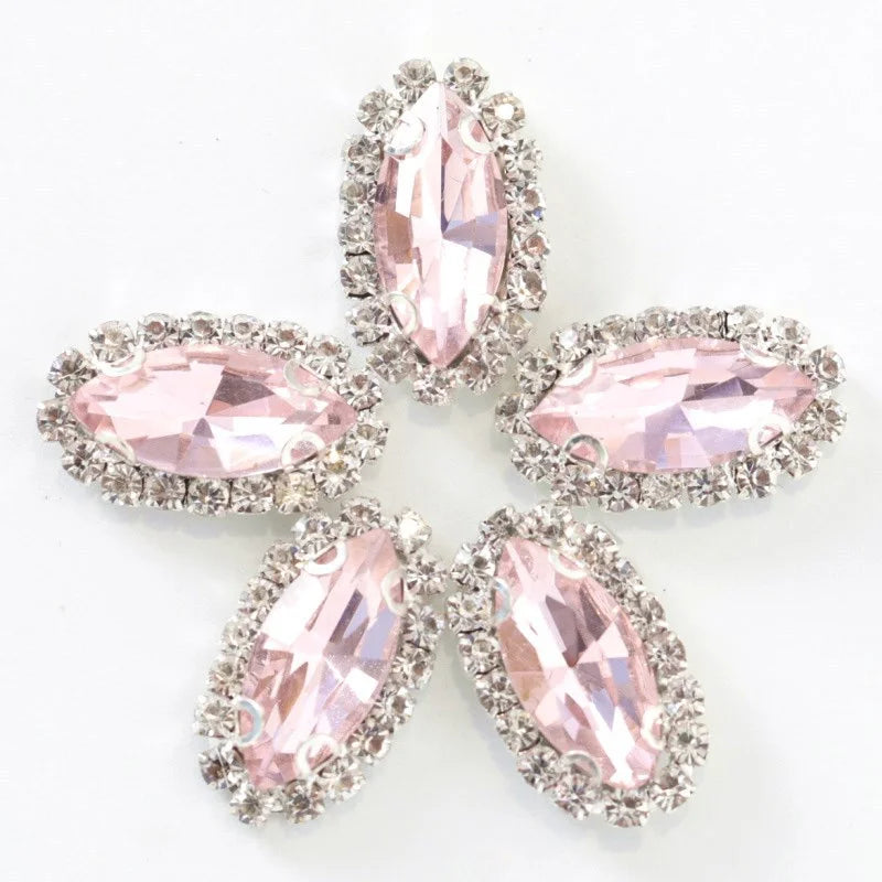 Navette rhinestones with claw silver base clothes sew on DIY jewelry clothes dress Accessories