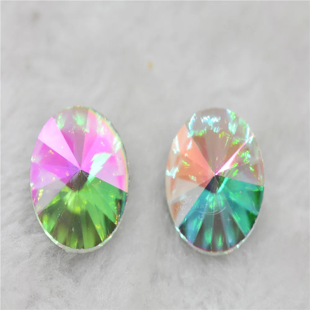 Rivoli Ab Glass Crystal Rhinestones For Needlework Pointback Stones Dress Decoration Jewelry Making 8mm 10mm 12mm 14mm 18mm