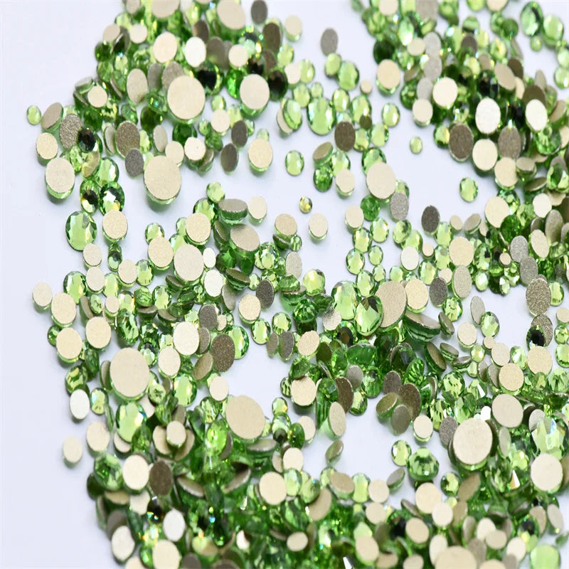 Non Hotfix ss4-ss20 gold FlatBack Rhinestones Nail Art Decorations Glitter Gems Multicolored glue on
