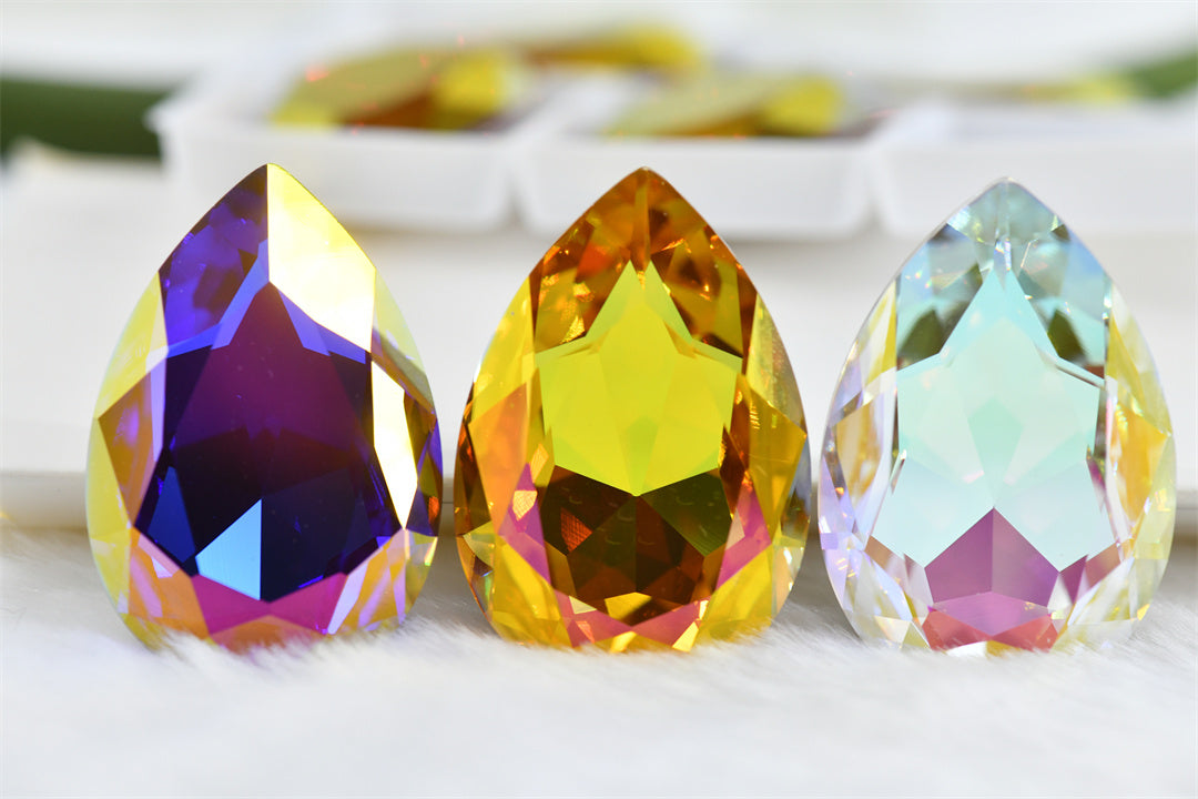 new k9 Sakura series lavender gold glass big stones 30x40mm rhinestones for decoration teardrop Diy crafts jewels crystal