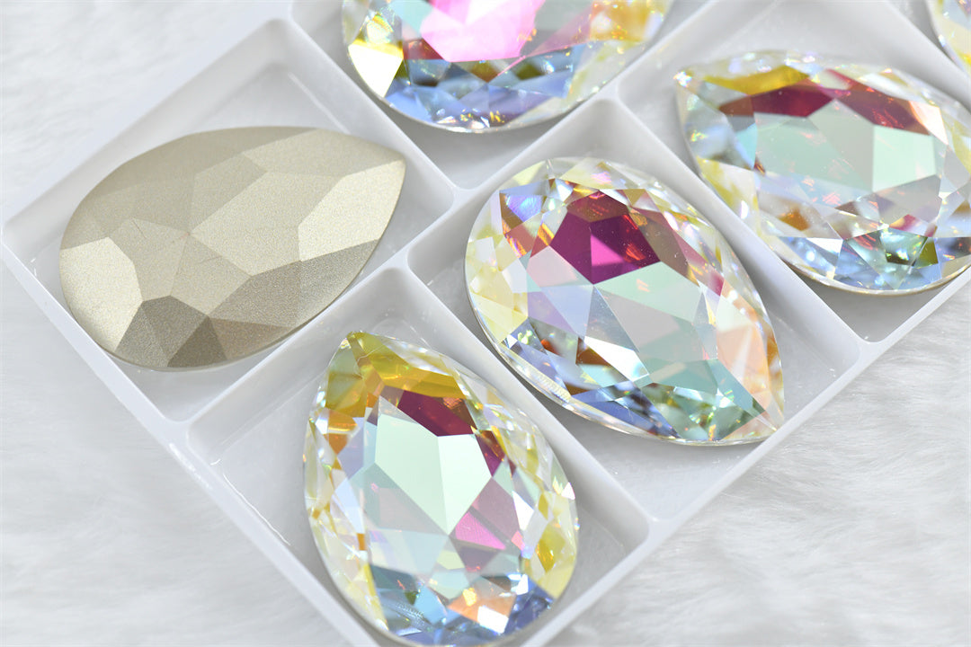 new k9 Sakura series lavender gold glass big stones 30x40mm rhinestones for decoration teardrop Diy crafts jewels crystal