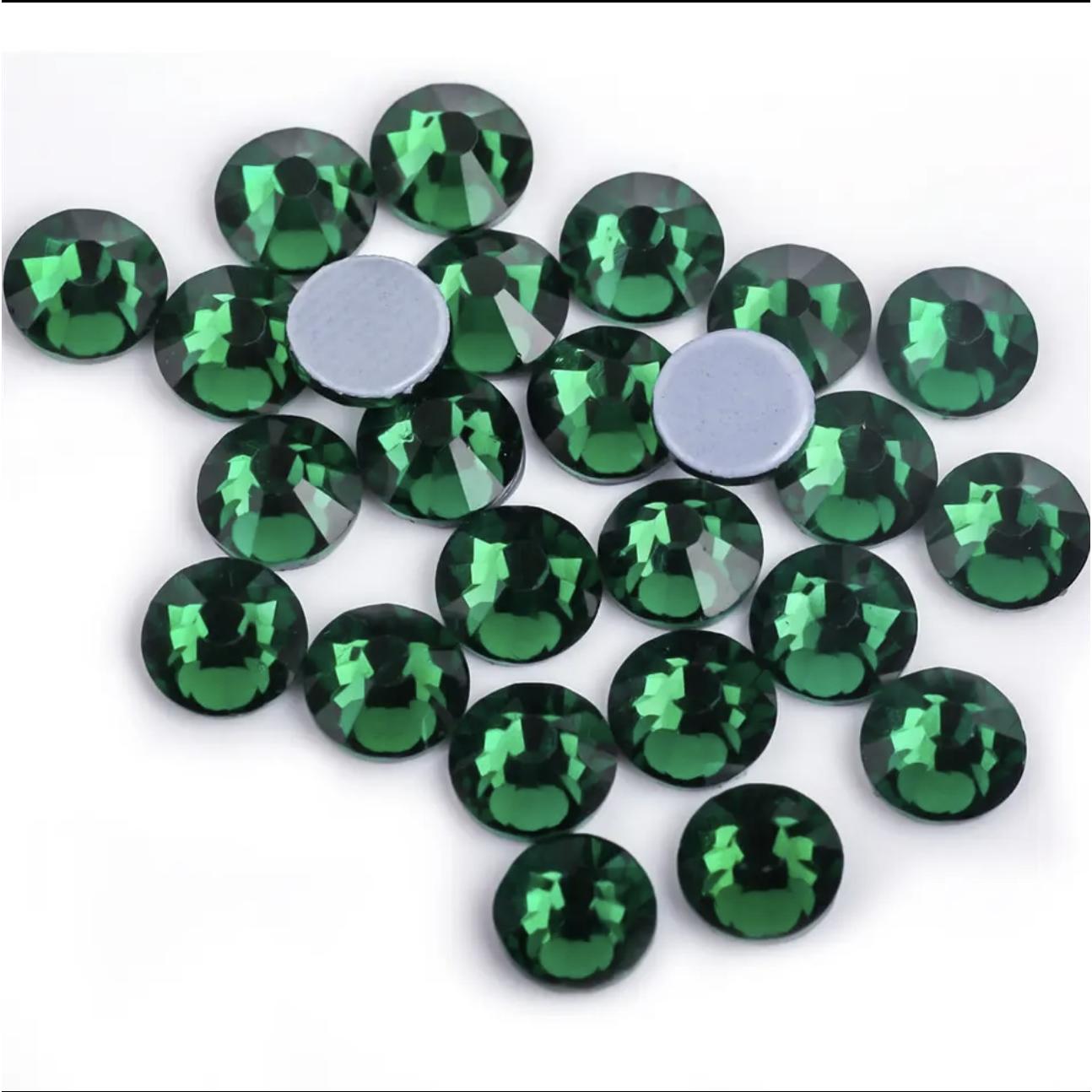 green series Hotfix rhinestones Flatback Crystal Iron On Round Stones for clothing Decoration Crafts Dress diamond
