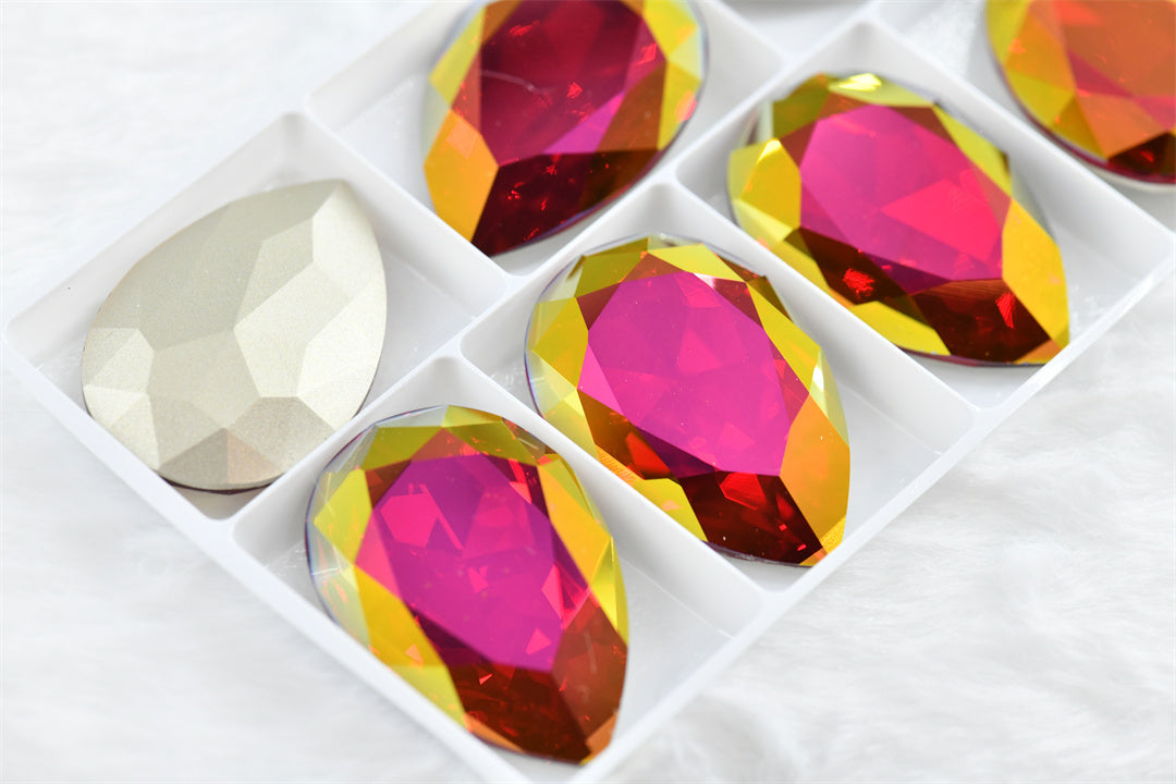 new k9 Sakura series lavender gold glass big stones 30x40mm rhinestones for decoration teardrop Diy crafts jewels crystal