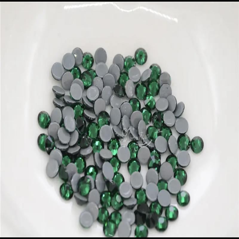 green series Hotfix rhinestones Flatback Crystal Iron On Round Stones for clothing Decoration Crafts Dress diamond