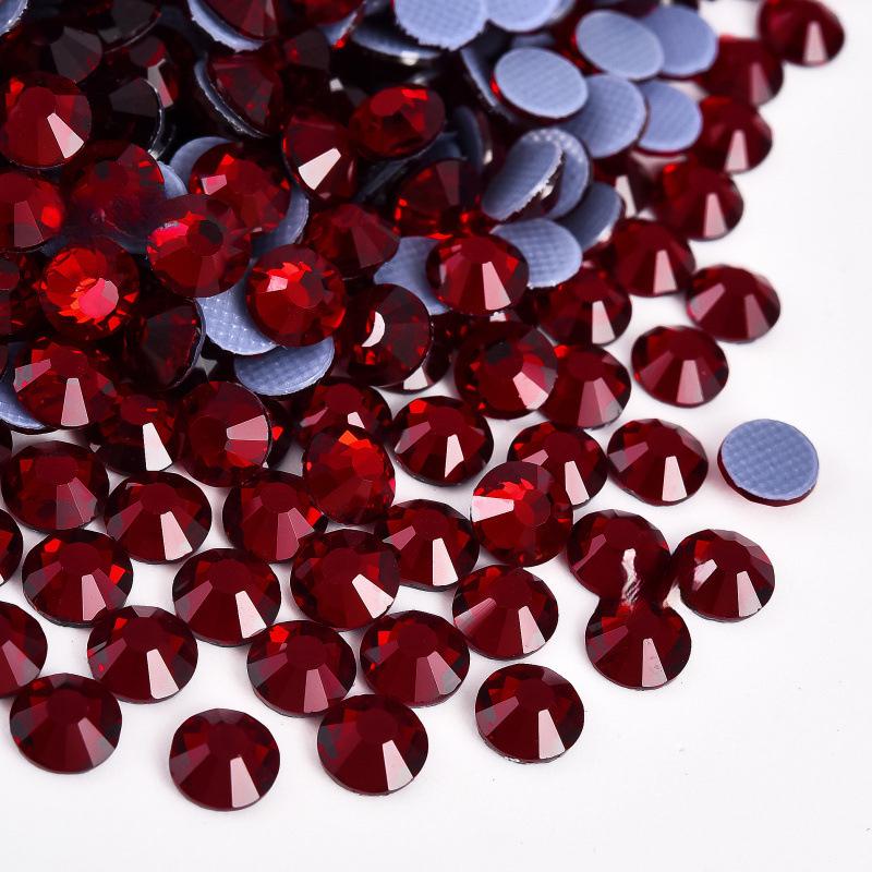 red series Hotfix rhinestones Flatback Crystal Iron On Round Stones for clothing Decoration Crafts Dress diamond
