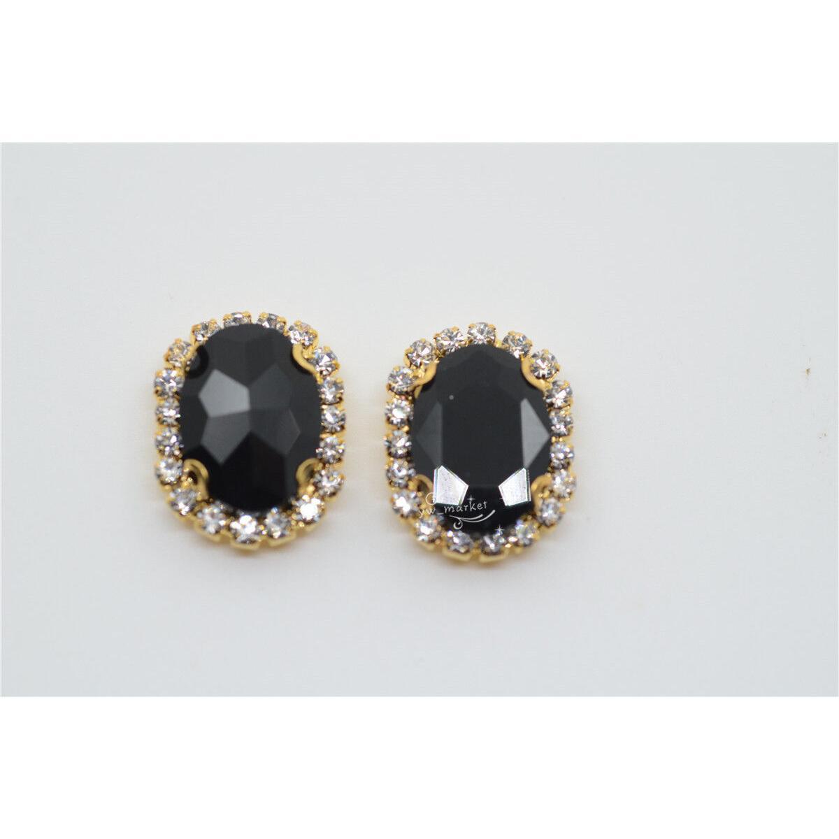 12pcs crystal glass rhinestone sew on button trim 13x18mm oval golden color your