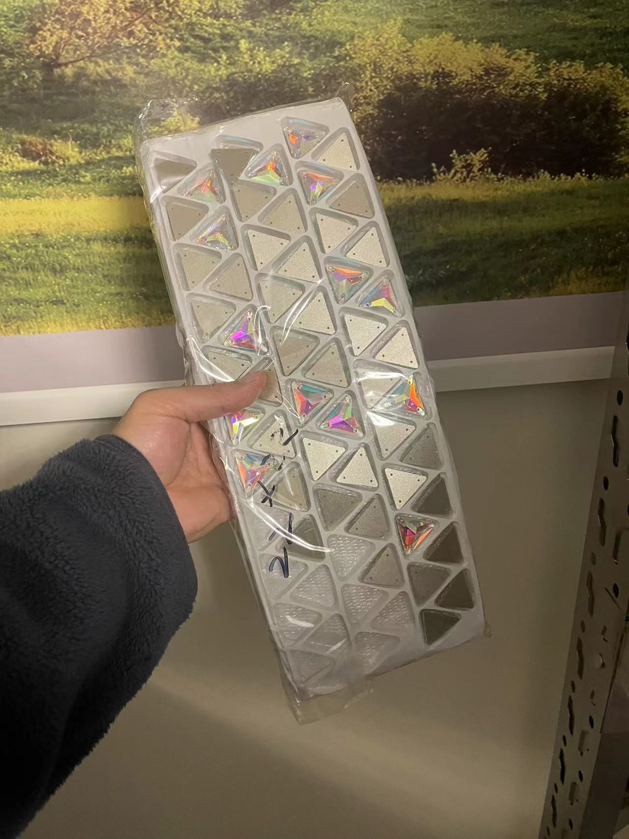 1000pcs triangle 22mm ab glass flatback rhinestone Costume Dress sew on stones