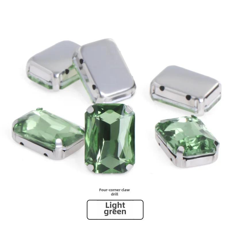 Rectangle Glitter Beads with claw sew on Rhinestone For Clothes bags clothing DIY glitter beads with seting