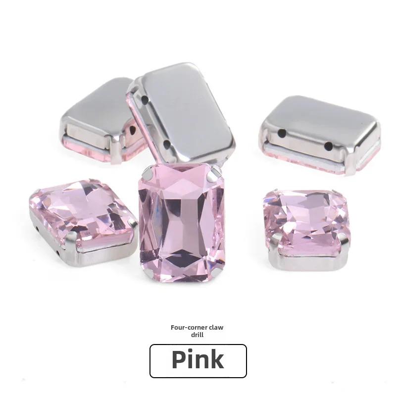 Rectangle Glitter Beads with claw sew on Rhinestone For Clothes bags clothing DIY glitter beads with seting