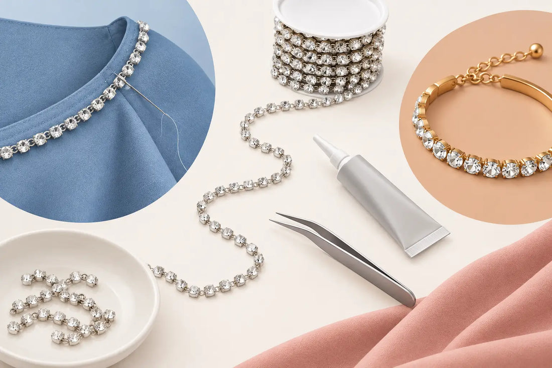 How to Attach Rhinestone Chain to Fabric and Jewelry