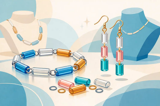 Tube Glass Link Beads for Jewelry and Costume Work
