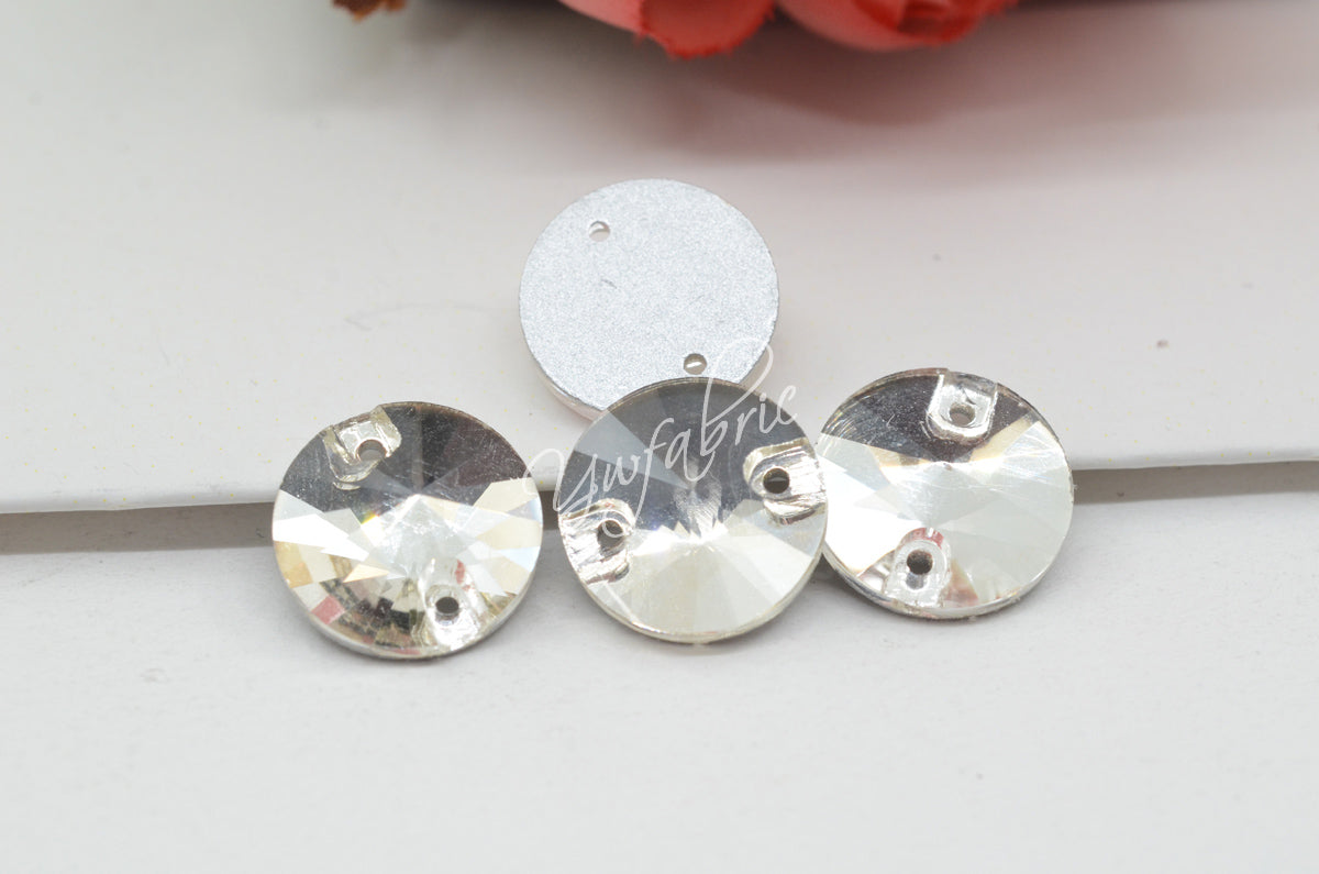 normal glass flatback stones with holes sew on