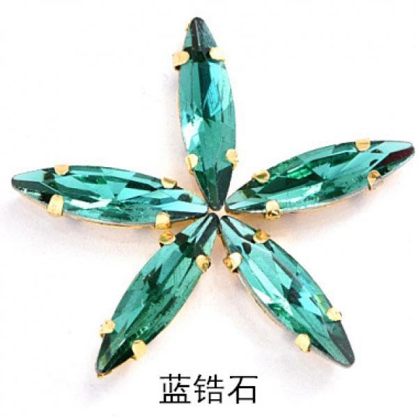 50pcs 4x15mm gold Claw sew on rhinestones flatback glass crystal loose rhinestones with holes diy clothing accessories