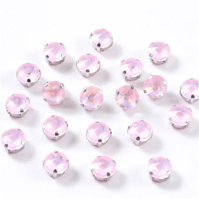 10mm 12mm 14mm Round rivoli Sew on Glass Rhinestone With Silver Claw Flatback Crystal For clothes Wedding handmade Accessories
