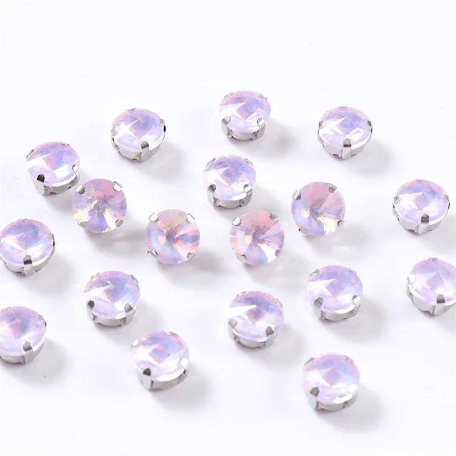 10mm 12mm 14mm Round rivoli Sew on Glass Rhinestone With Silver Claw Flatback Crystal For clothes Wedding handmade Accessories