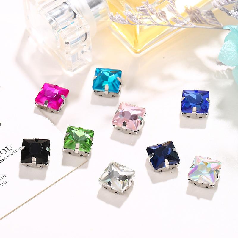 Square Corner Hand Sewing Glass Drill with Hole Claw Drill DIY Wedding Dress Clothing Accessories Shoe Hat Bag Accessories