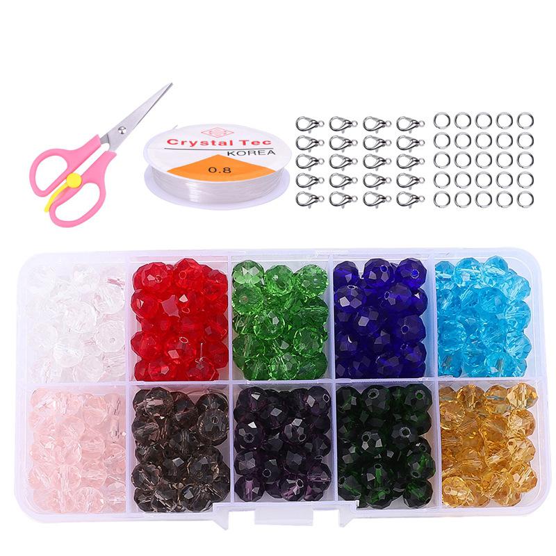 Hot Selling set 4-8mm glass wheel beads crystal flat beads set handmade DIY beaded alhas accessories homemade materials
