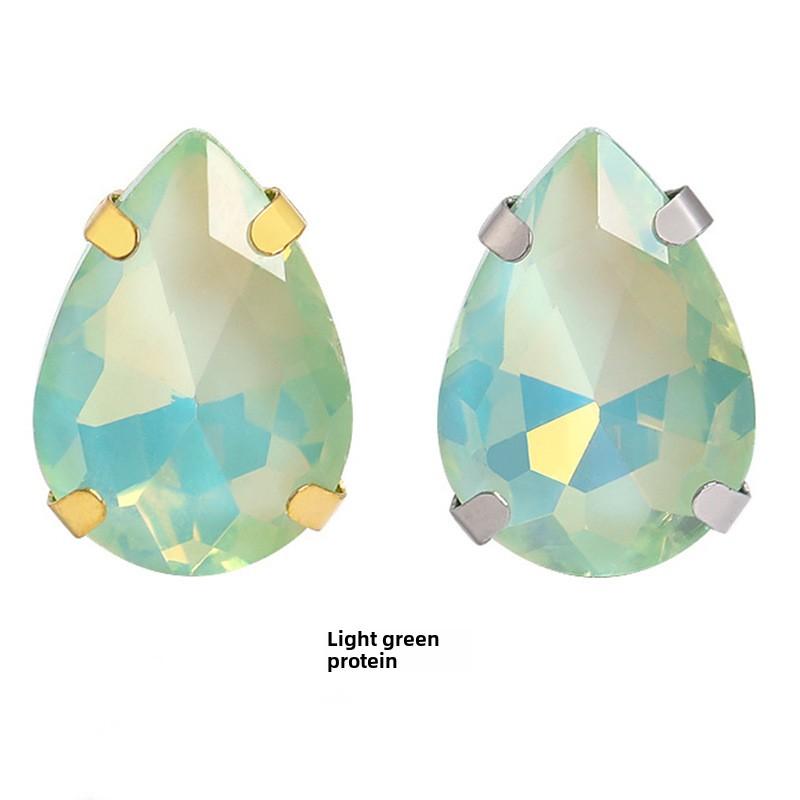 jelly color Teardrop Rhinestones For Needlework Sew On Crystal Buckle Stones With Gold Silver Claws DIY Womens Belts Dress Acces Sewing