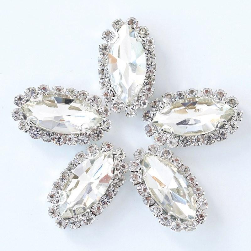 Navette with claw sew on Crystal Buckle Wedding Dress Accessory 7x15mm 9x18mm