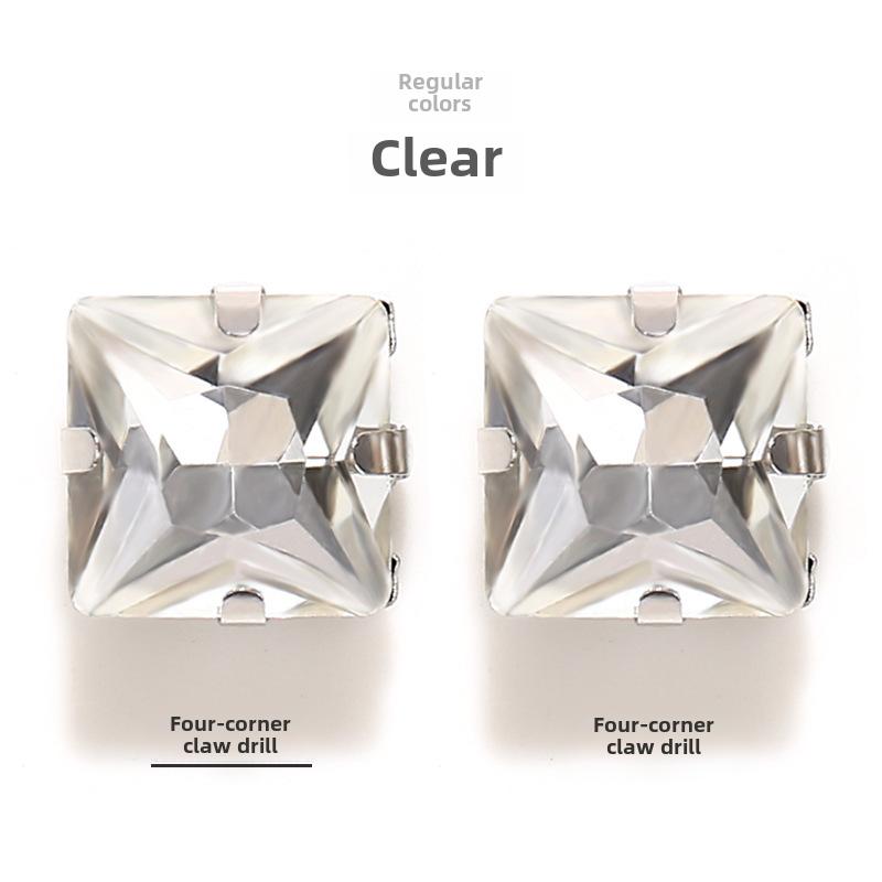 Square Corner Hand Sewing Glass Drill with Hole Claw Drill DIY Wedding Dress Clothing Accessories Shoe Hat Bag Accessories