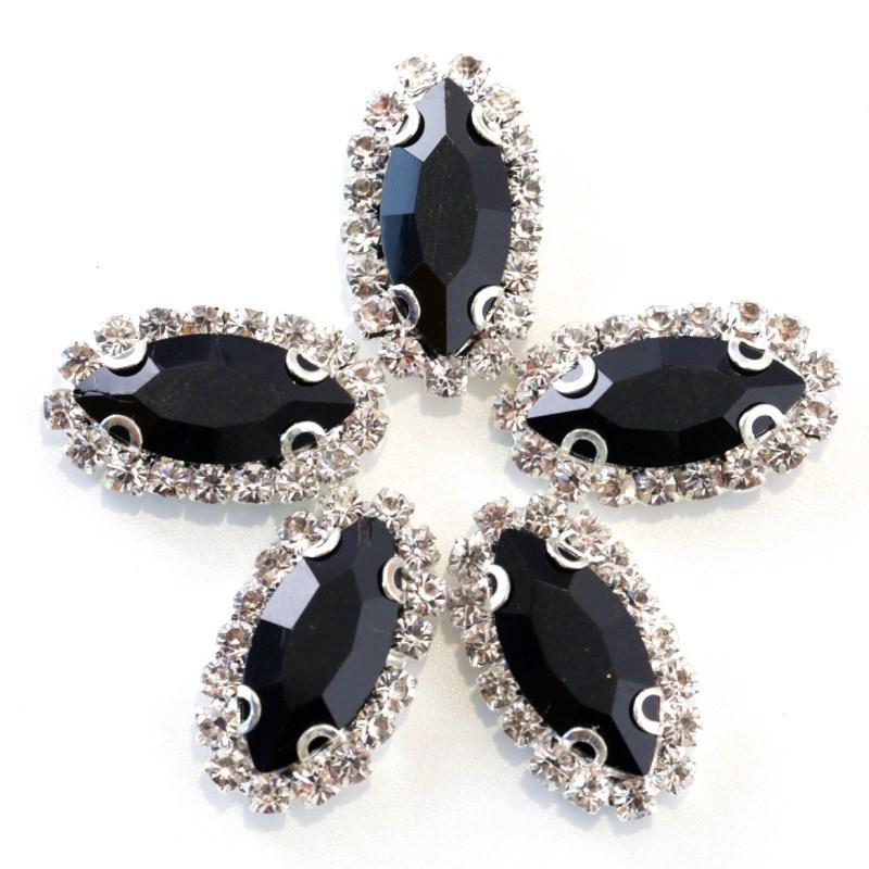 Navette with claw sew on Crystal Buckle Wedding Dress Accessory 7x15mm 9x18mm