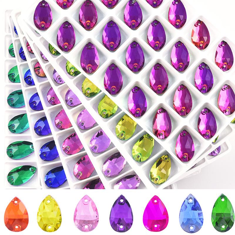 teardrop Crystal Glass Sewing Rhinestones Sew On Flatback Rhinestone Wedding Dress Accessories DIY Garment Making