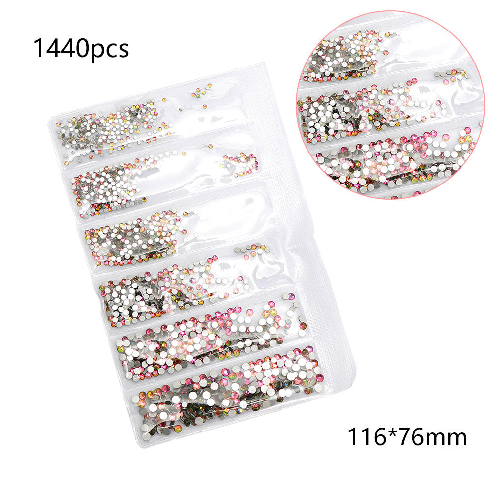 Nail art jewelry DIY Guomao ab diamond crystal flat bottom glass diamond rhinestone six grid nail sequins nail art diamond