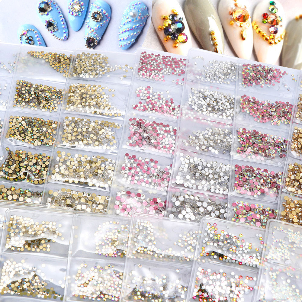 Nail art jewelry DIY Guomao ab diamond crystal flat bottom glass diamond rhinestone six grid nail sequins nail art diamond