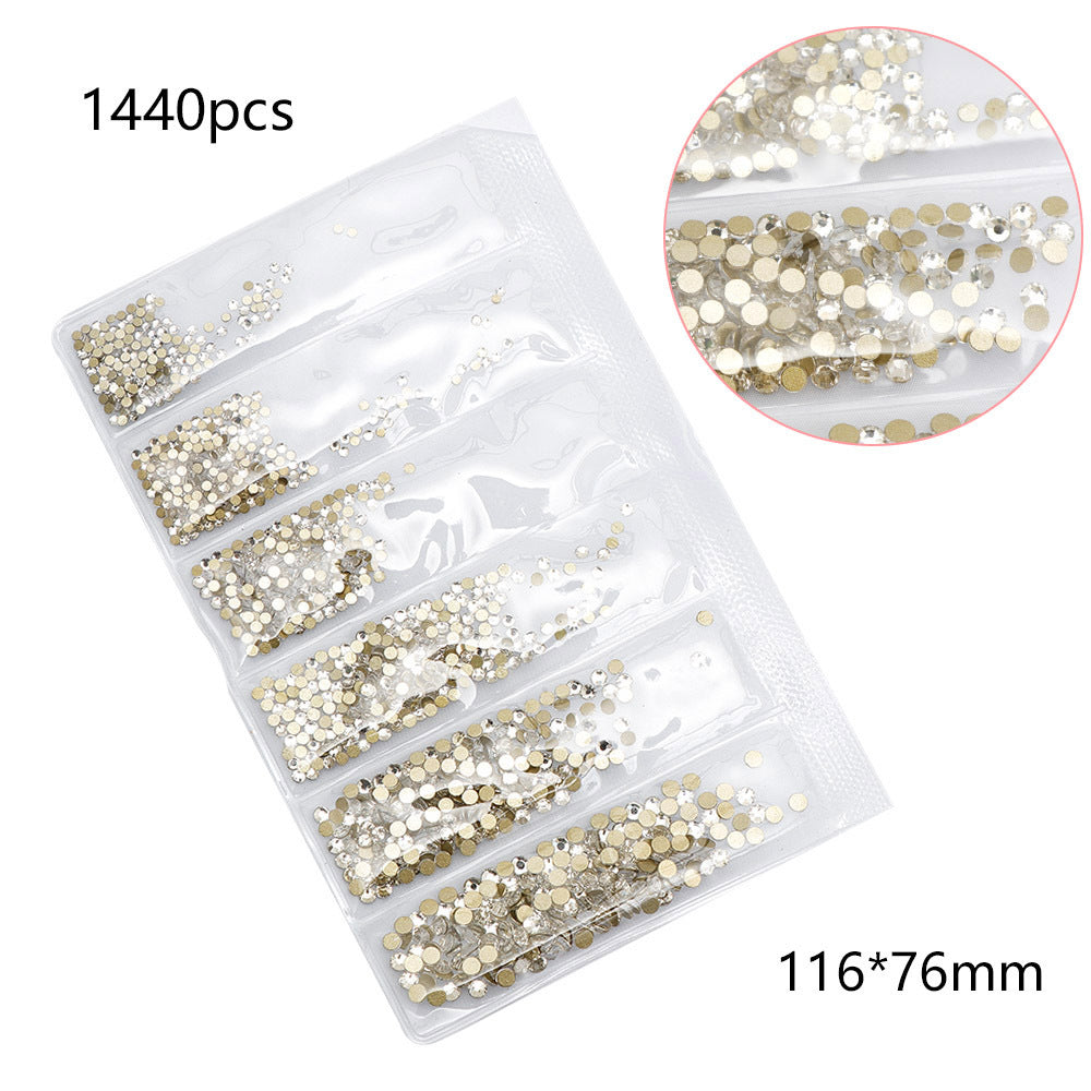 Nail art jewelry DIY Guomao ab diamond crystal flat bottom glass diamond rhinestone six grid nail sequins nail art diamond