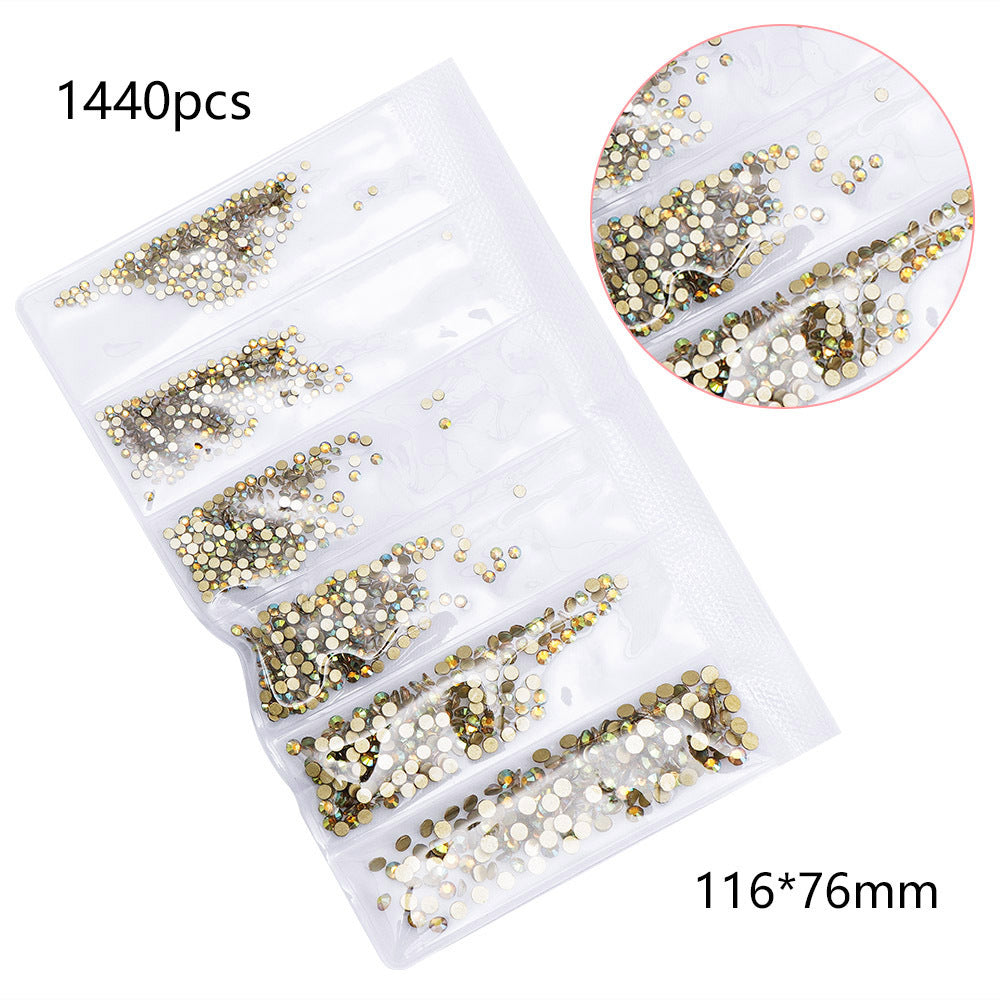 Nail art jewelry DIY Guomao ab diamond crystal flat bottom glass diamond rhinestone six grid nail sequins nail art diamond