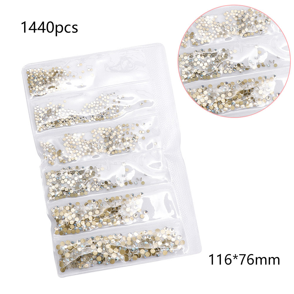Nail art jewelry DIY Guomao ab diamond crystal flat bottom glass diamond rhinestone six grid nail sequins nail art diamond