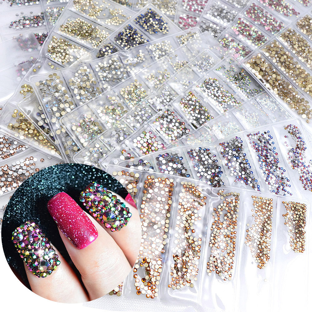 Nail art jewelry DIY Guomao ab diamond crystal flat bottom glass diamond rhinestone six grid nail sequins nail art diamond