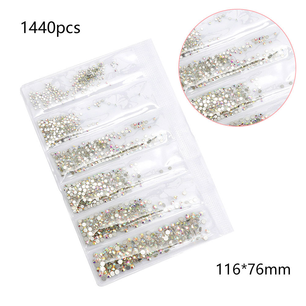 Nail art jewelry DIY Guomao ab diamond crystal flat bottom glass diamond rhinestone six grid nail sequins nail art diamond