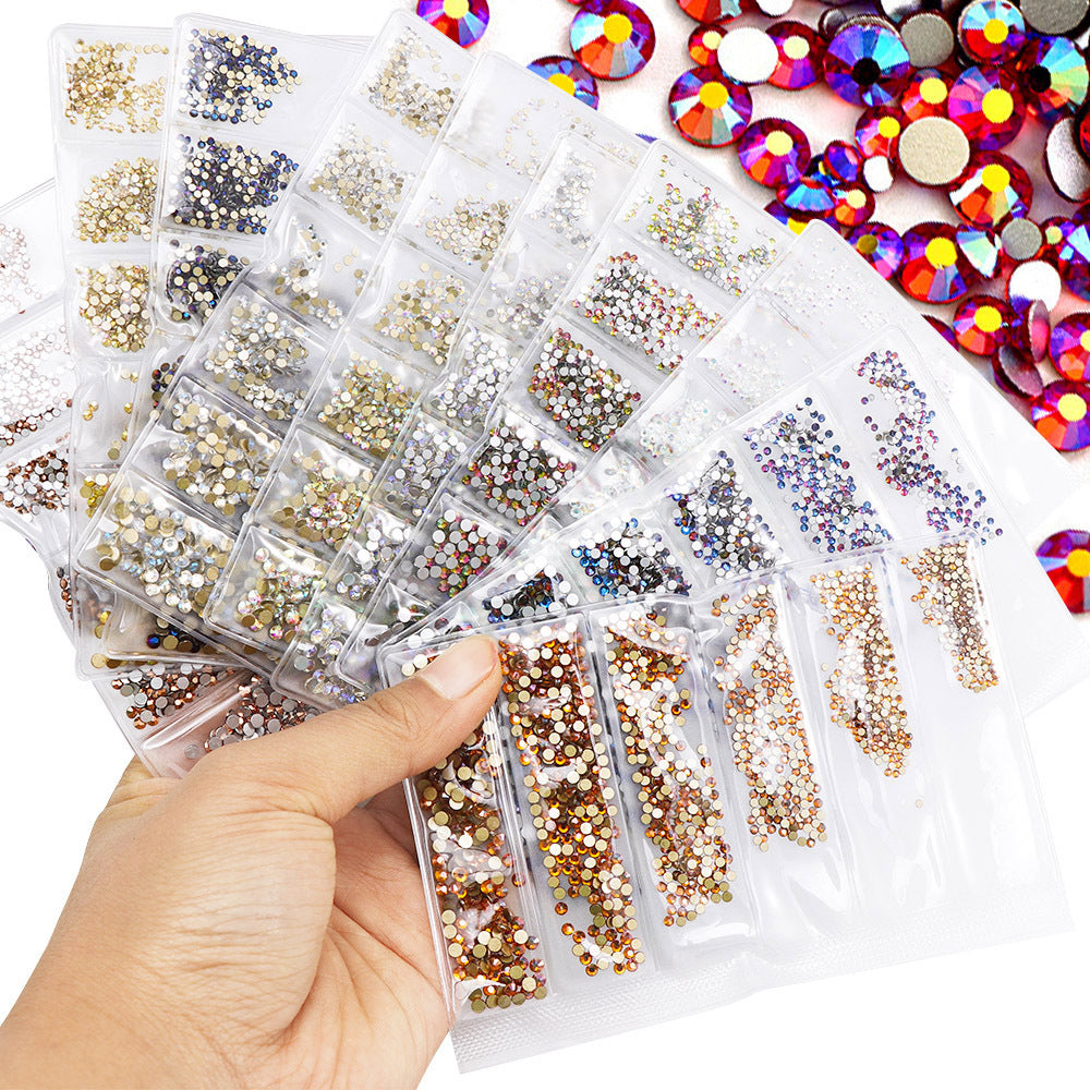 Nail art jewelry DIY Guomao ab diamond crystal flat bottom glass diamond rhinestone six grid nail sequins nail art diamond