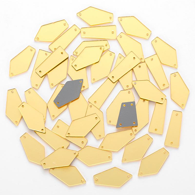 50pcs Mixed acrylic mirror, hand sewn drill, DIY clothing, wedding accessories, lenses, plastic shaped drill, patch