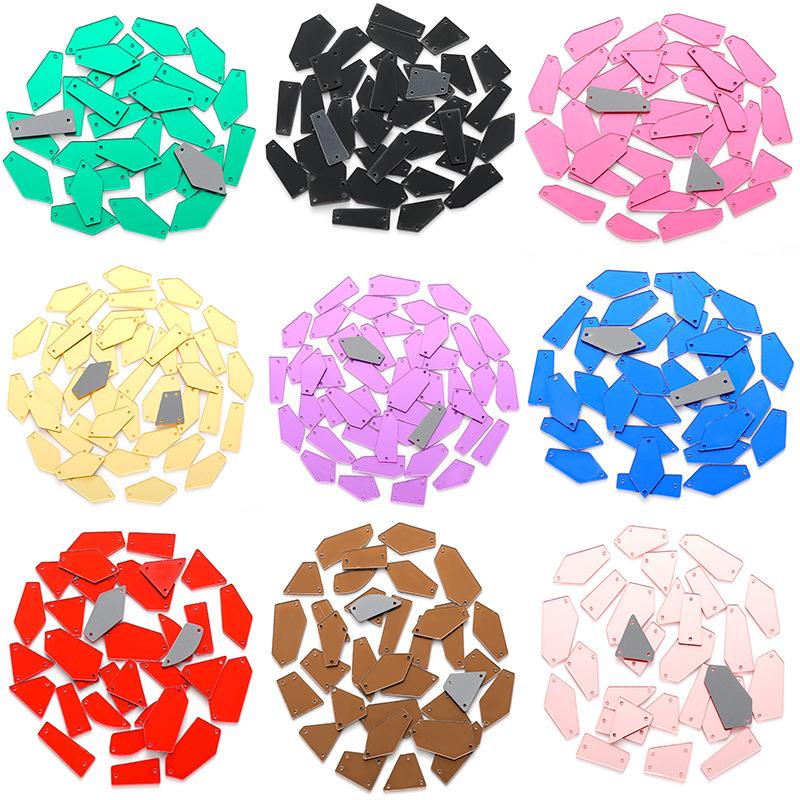 50pcs Mixed acrylic mirror, hand sewn drill, DIY clothing, wedding accessories, lenses, plastic shaped drill, patch